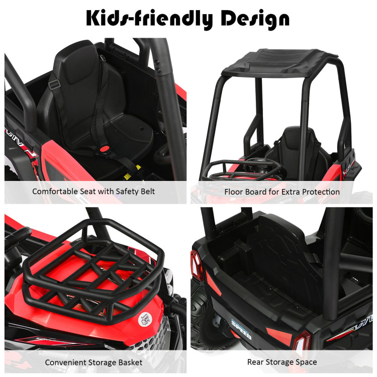 12V Kids RC Electric Ride On Off-Road UTV Truck with MP3 and Light-RedCostway Gallery View 12 of 12