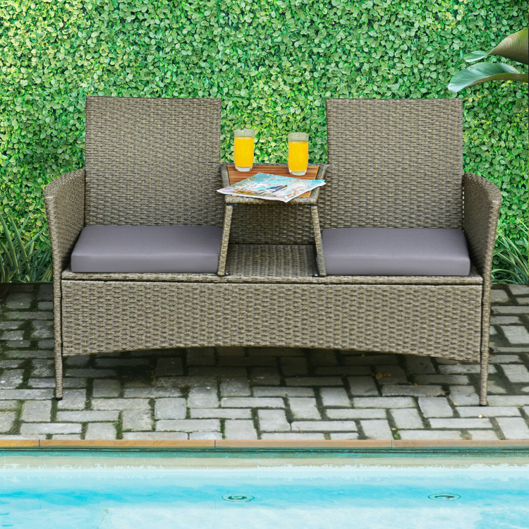 2-Person Patio Rattan Conversation Furniture Set with Coffee TableCostway Gallery View 1 of 12
