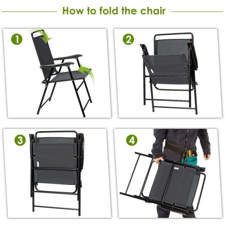 4 Pieces Portable Outdoor Folding Chair with ArmrestCostway Gallery View 5 of 11