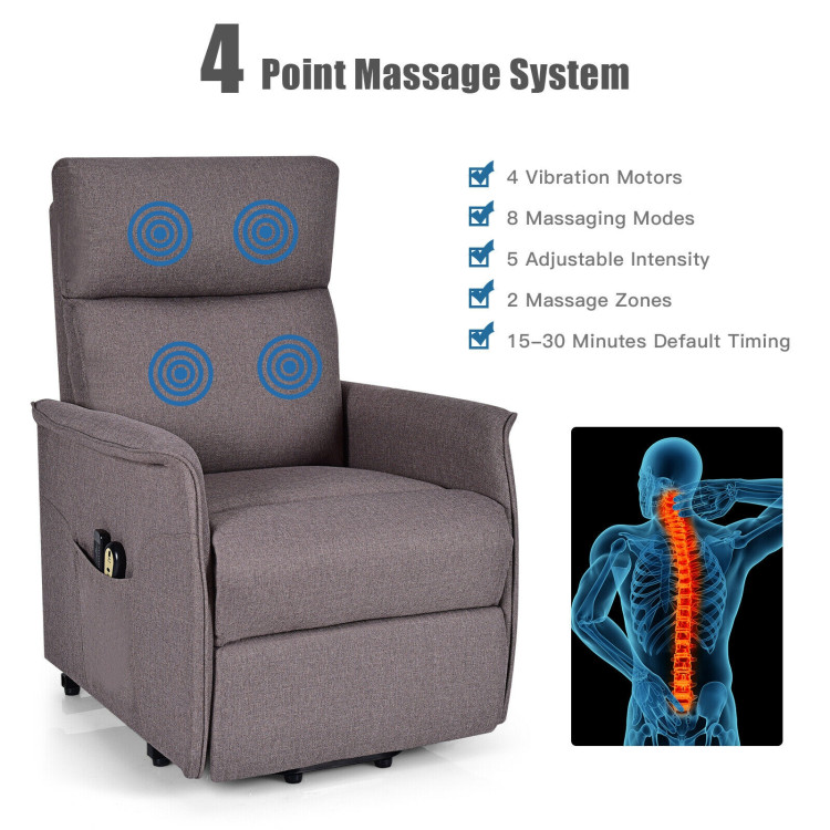 Power Lift Massage Recliner Chair for Elderly with Heavy Padded Cushion-BeigeCostway Gallery View 6 of 12