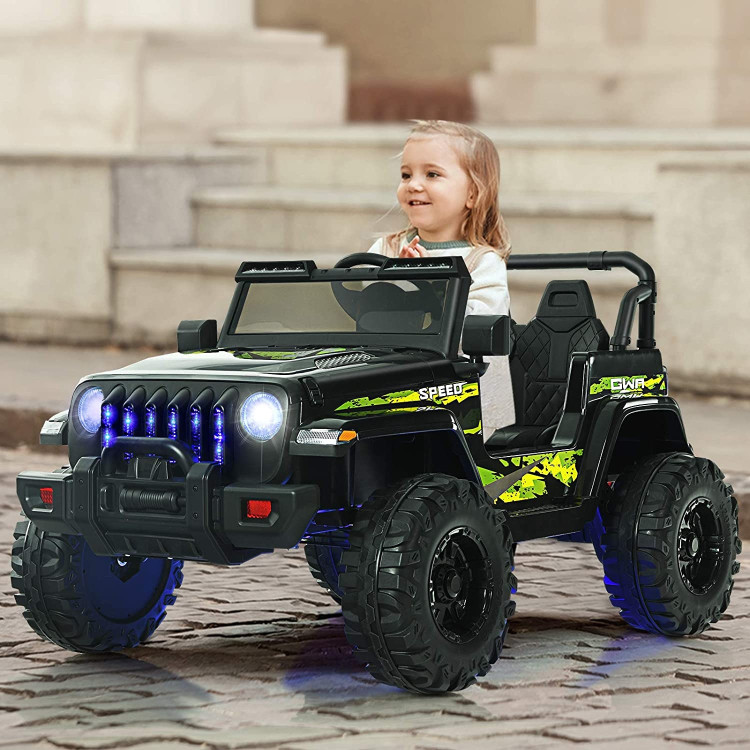 12V Kids Ride-on Jeep Car with 2.4 G Remote Control-BlackCostway Gallery View 1 of 7