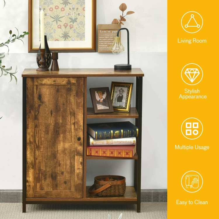 Multipurpose Freestanding Storage Cabinet with 3 Open Shelves and DoorsCostway Gallery View 10 of 12