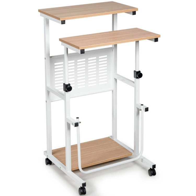 Height Adjustable Mobile Computer Stand-Up Desk with 2 ModesCostway Gallery View 1 of 11