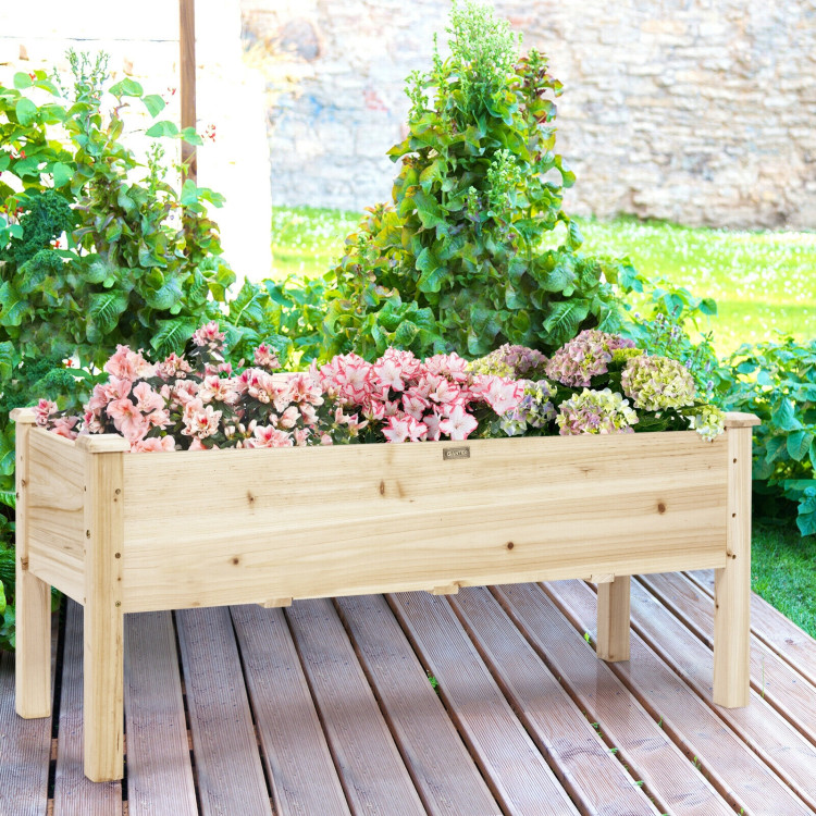 Raised Garden Bed Elevated Planter Box Wood for Vegetable Flower HerbCostway Gallery View 1 of 12