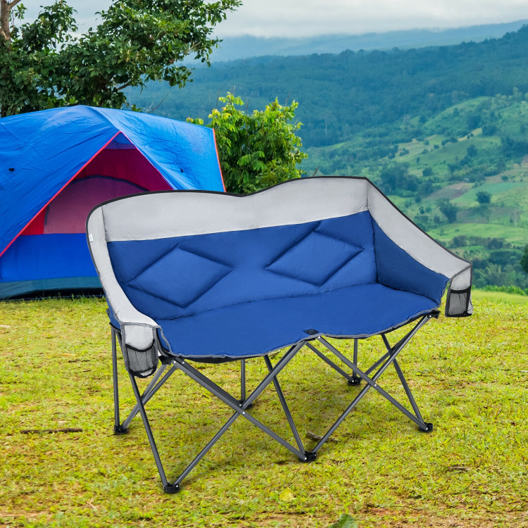 Folding Camping Chair with Bags and Padded Backrest-BlueCostway Gallery View 6 of 11
