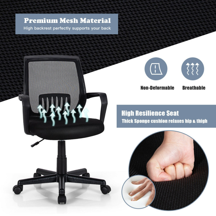 Mid-Back Mesh Height Adjustable Executive Chair with Lumbar SupportCostway Gallery View 9 of 11