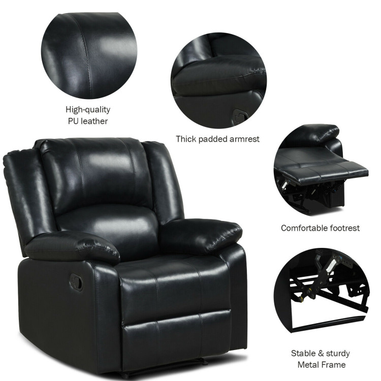 Recliner Chair Lounger Single Sofa for Home Theater Seating with Footrest Armrest-BlackCostway Gallery View 11 of 12