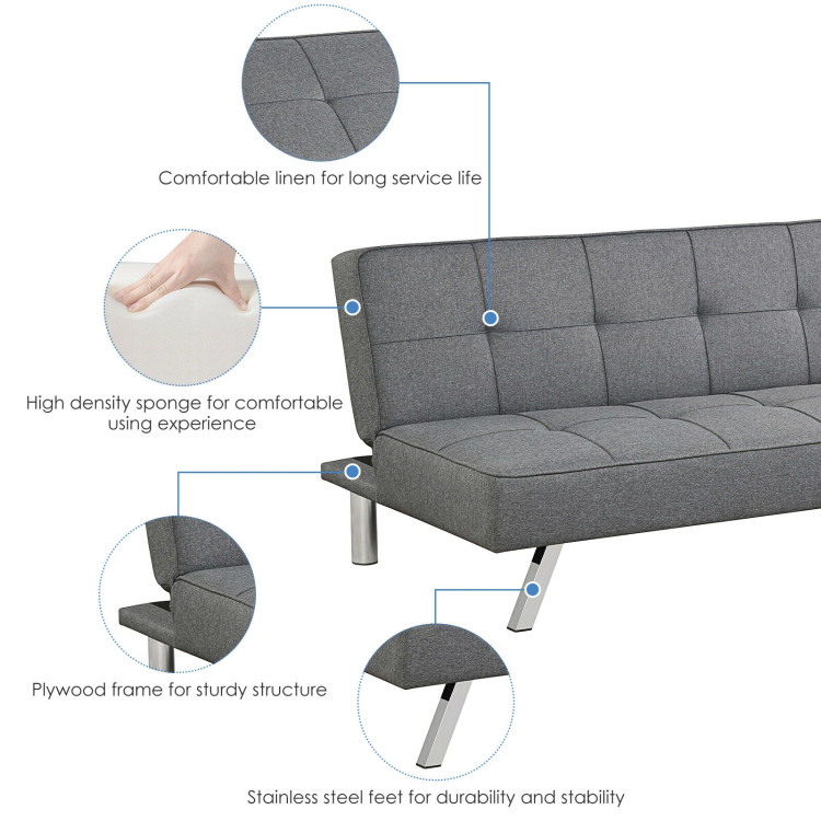 3-Seat Convertible Sofa Bed with High-Density Sponge for Living RoomCostway Gallery View 12 of 12