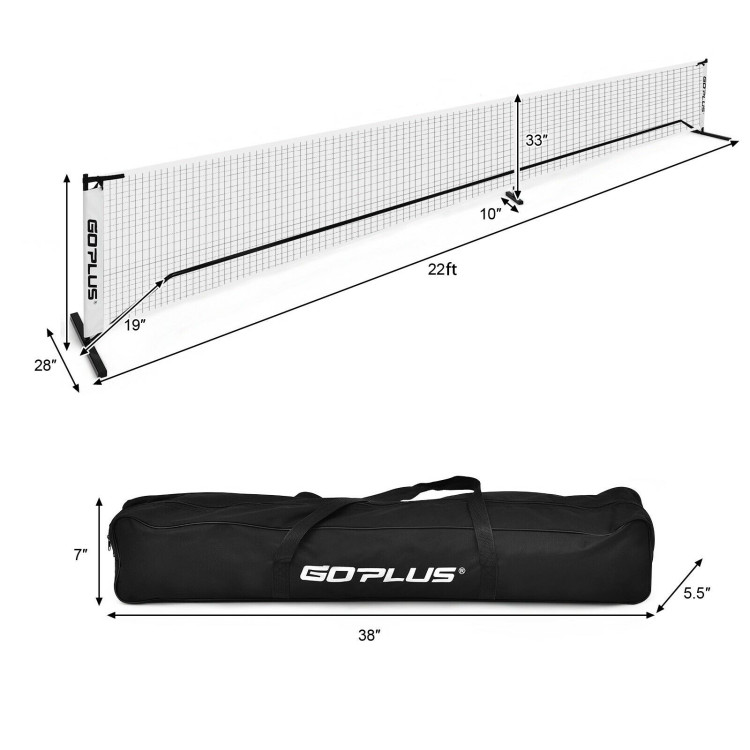 22 Feet Portable Pickleball Net Set System with Carry Bag for Indoor Outdoor GameCostway Gallery View 4 of 9