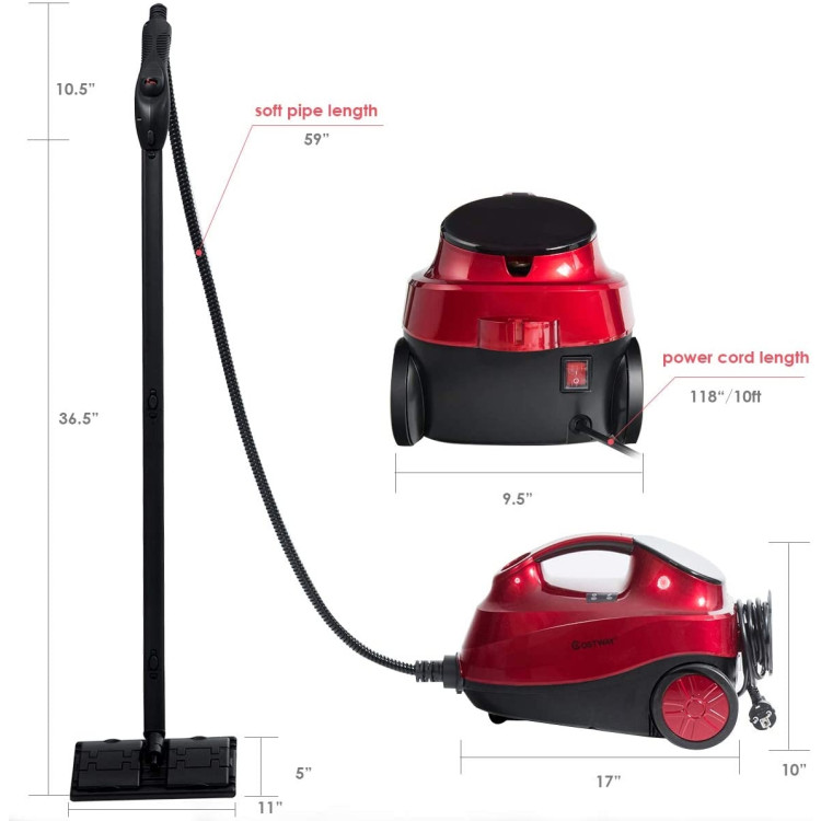 2000W Heavy Duty Multi-purpose Steam Cleaner Mop with Detachable Handheld Unit-RedCostway Gallery View 4 of 9