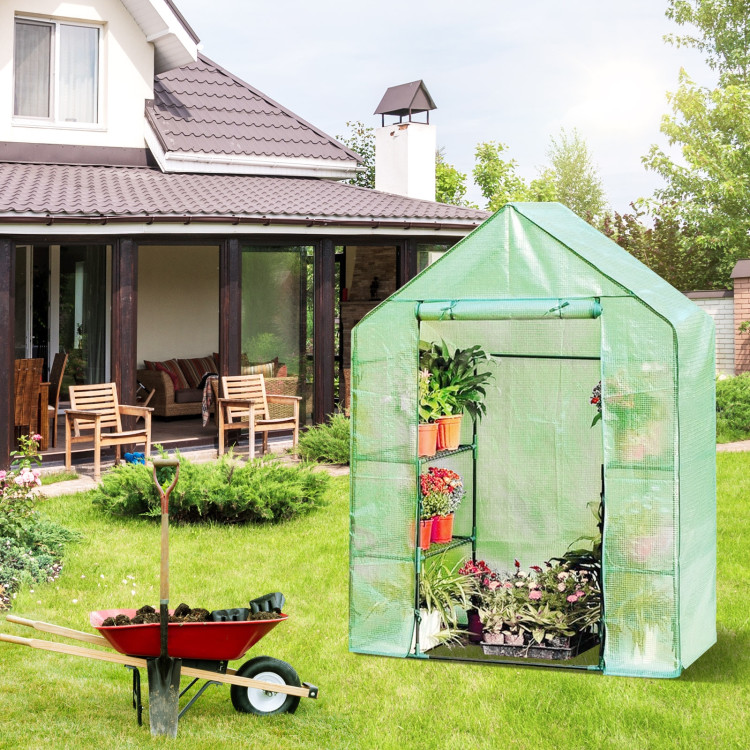 Portable 4 Tier Walk-in Plant Greenhouse with 8 ShelvesCostway Gallery View 1 of 12