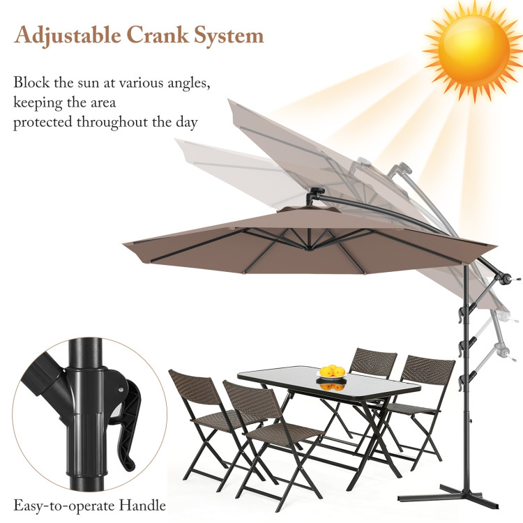 10 Feet Patio Outdoor Sunshade Hanging Umbrella without Weight BaseCostway Gallery View 10 of 40