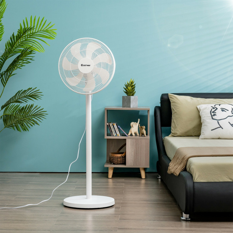 16 Inch Oscillating Pedestal 3-Speed Adjustable Height Fan with Remote Control-WhiteCostway Gallery View 1 of 11