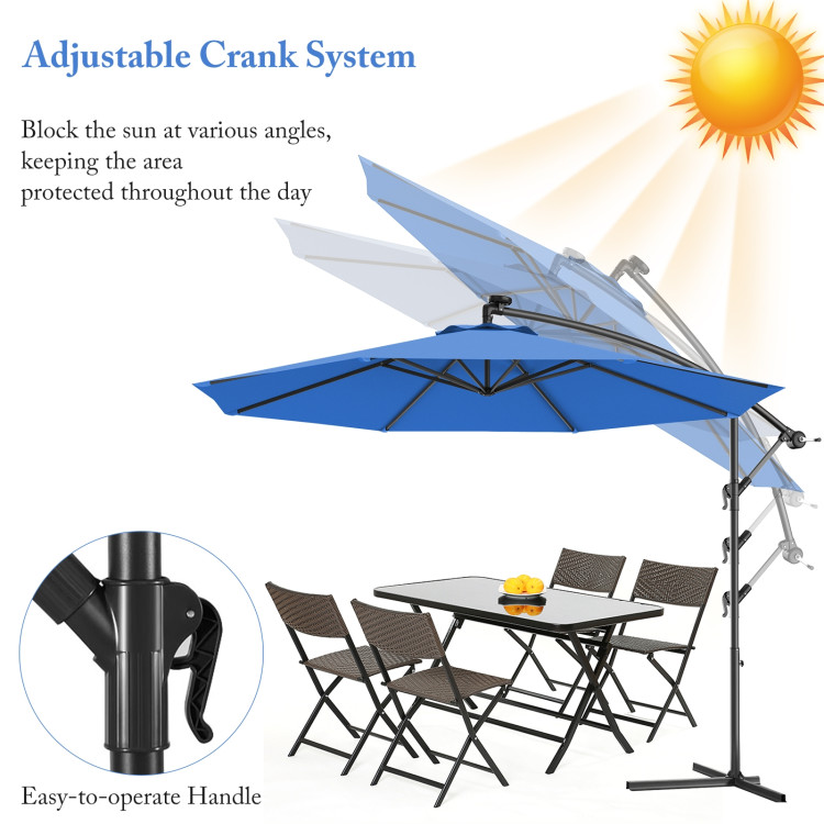 10 Feet Patio Outdoor Sunshade Hanging Umbrella without Weight BaseCostway Gallery View 30 of 40