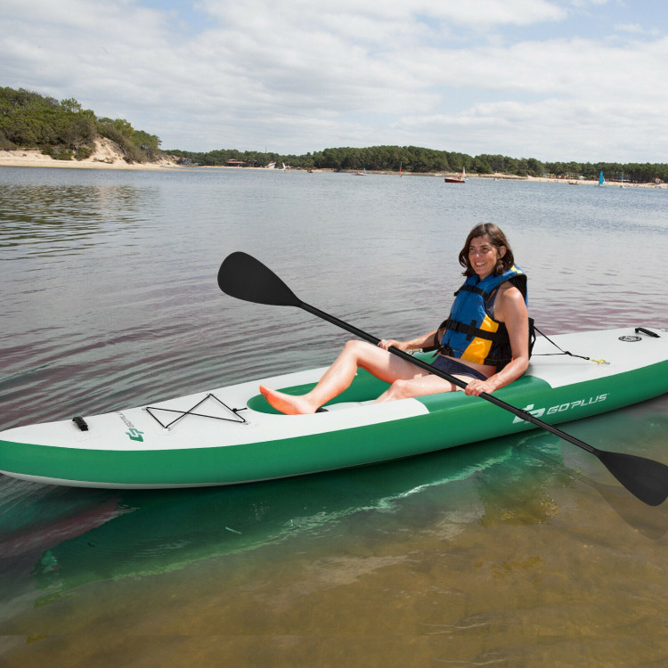 Inflatable Kayak Includes Aluminum Paddle with Hand Pump for 1 Person-GreenCostway Gallery View 6 of 12