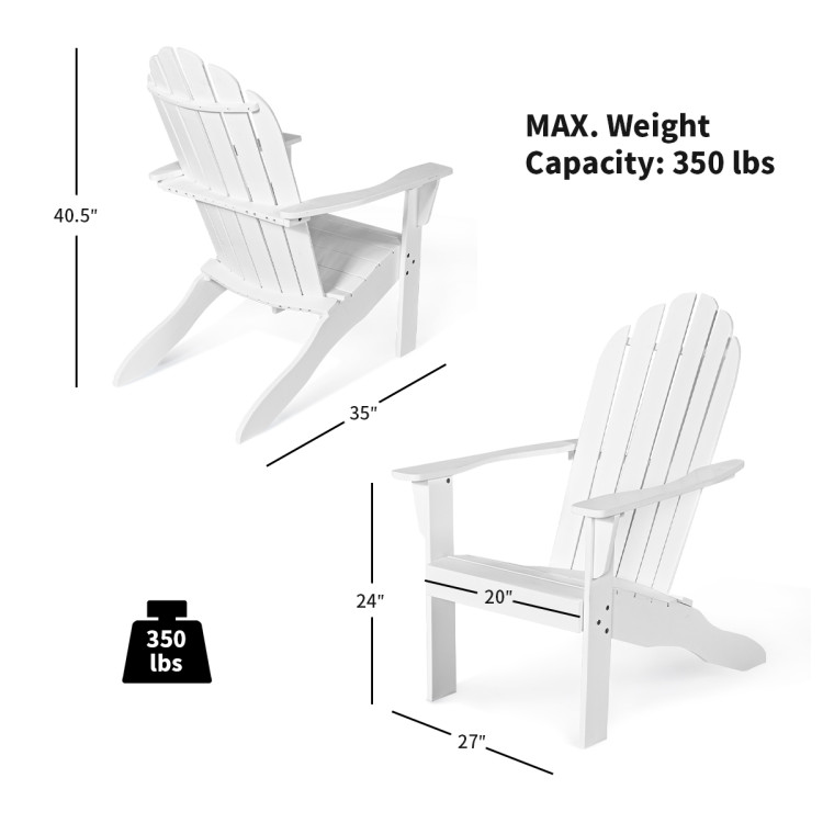 Wooden Outdoor Lounge Chair with Ergonomic Design for Yard and Garden-WhiteCostway Gallery View 13 of 18