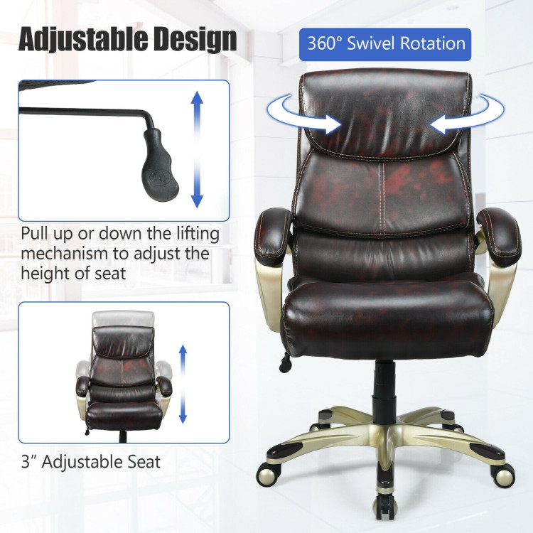 Adjustable Executive Office Recliner Chair with High Back and Lumbar Support-BrownCostway Gallery View 11 of 11