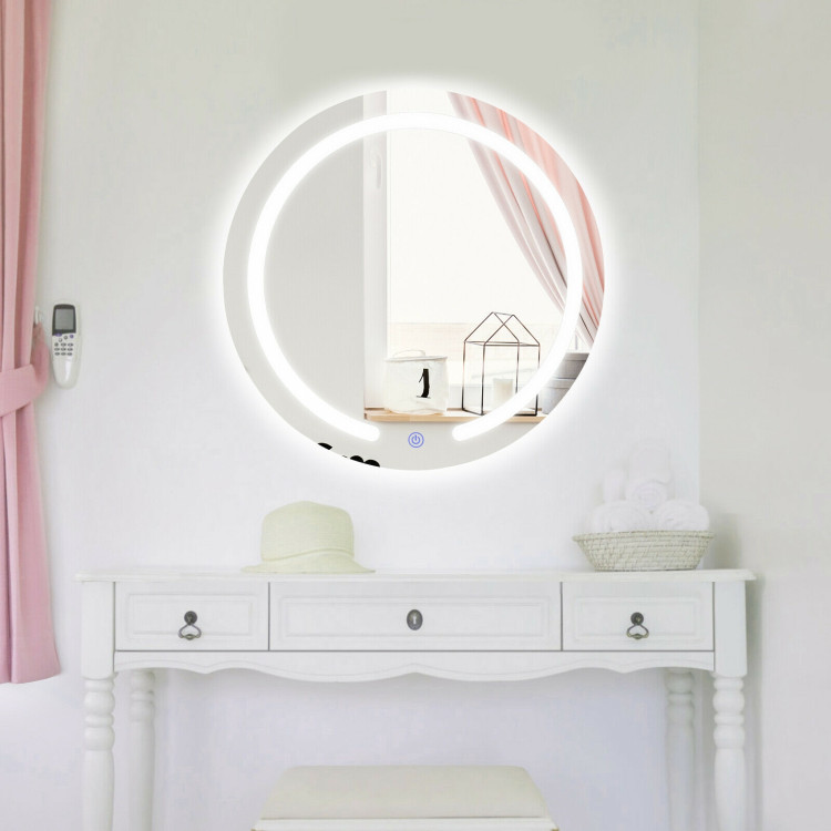 20 Inch LED Touch Button Wall Mount Bathroom Round MirrorCostway Gallery View 6 of 11