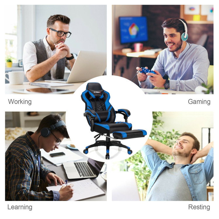 Adjustable Gaming Chair with Footrest for Home Office-BlueCostway Gallery View 7 of 12