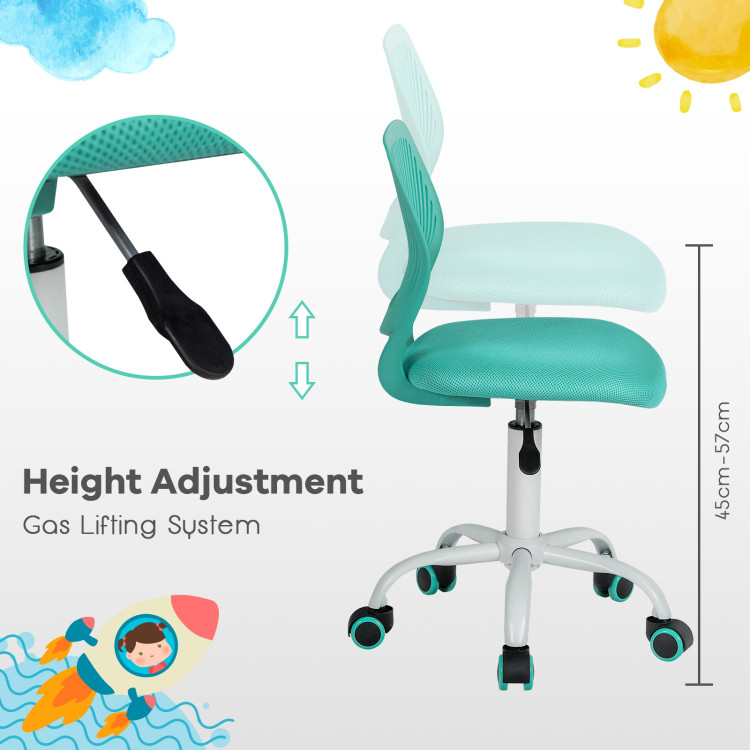 Adjustable Office Task Desk Armless Chair-TurquoiseCostway Gallery View 17 of 20