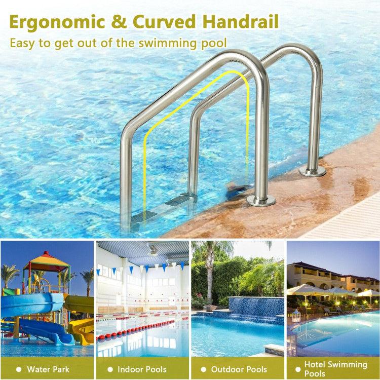 Stainless Steel Swimming Pool Ladder ​with Anti-Slip StepCostway Gallery View 9 of 12