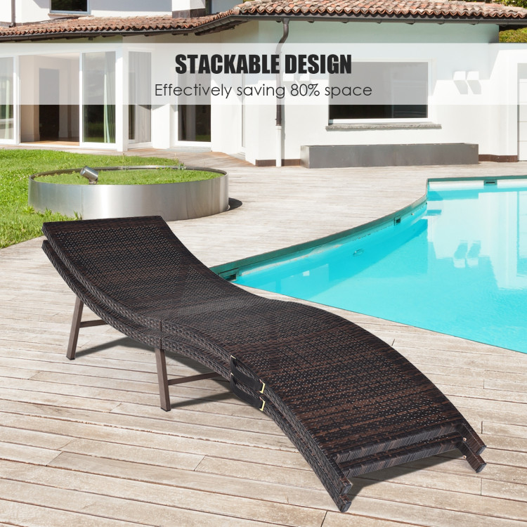 2Pcs Folding Patio Lounger ChairCostway Gallery View 10 of 11