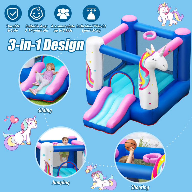 Inflatable Slide Bouncer with Basketball Hoop for Kids Without BlowerCostway Gallery View 3 of 12