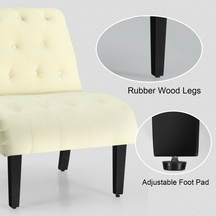 Cotton Linen Fabric Armless Accent Chair with Adjustable Foot Pads-BeigeCostway Gallery View 12 of 12