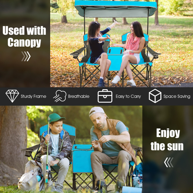 Portable Folding Camping Canopy Chairs with Cup Holder-BlueCostway Gallery View 3 of 12