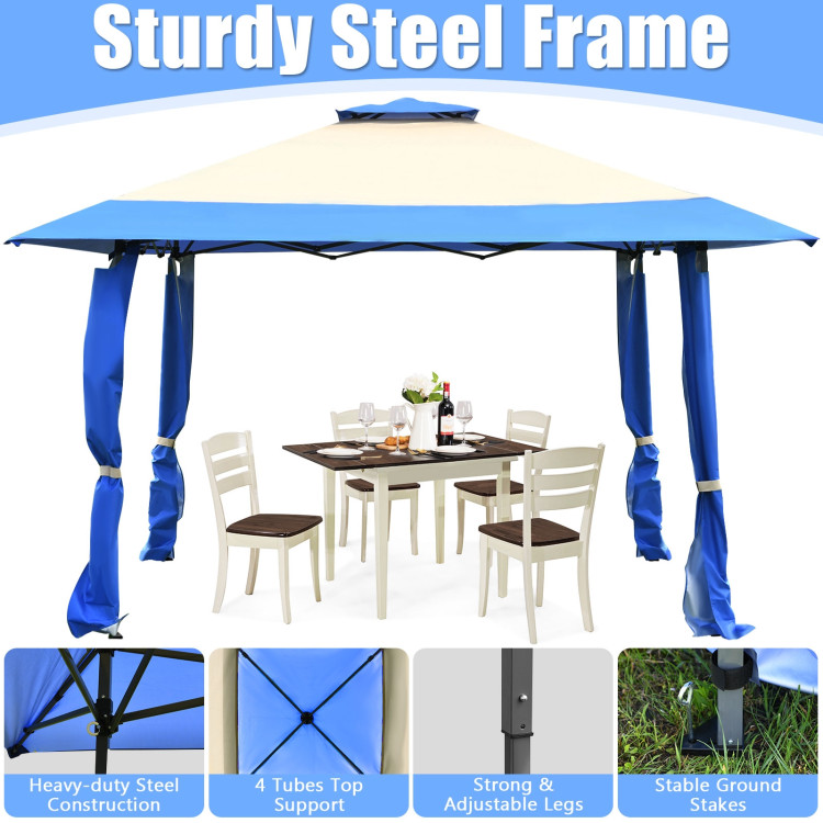 13 Feet x 13 Feet Pop Up Canopy Tent Instant Outdoor Folding Canopy Shelter-BlueCostway Gallery View 11 of 15