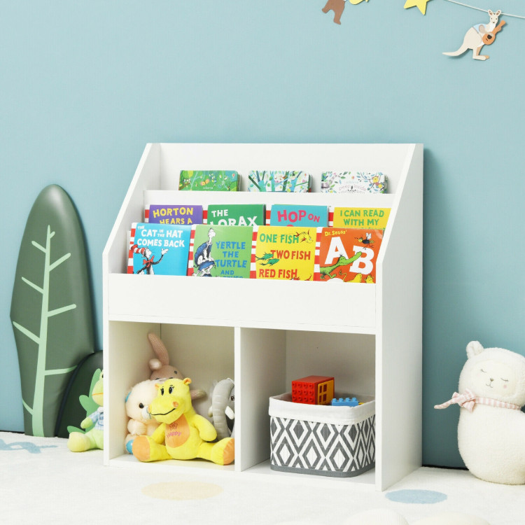 Kids Wooden Bookshelf Bookcase Children Toy Storage Cabinet Organizer WhiteCostway Gallery View 7 of 12