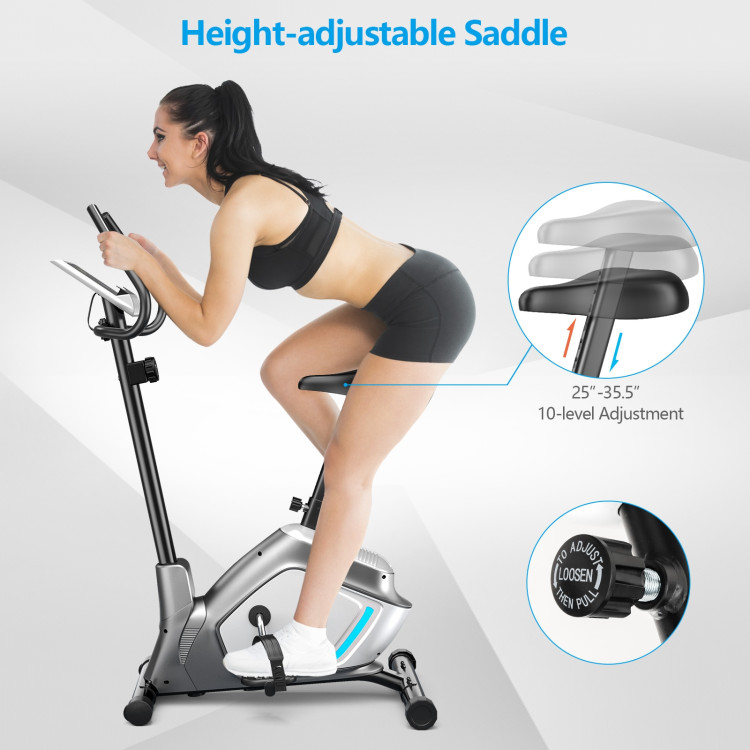 Magnetic Stationary Upright Exercise Bike with LCD Monitor and Pulse SensorCostway Gallery View 12 of 12