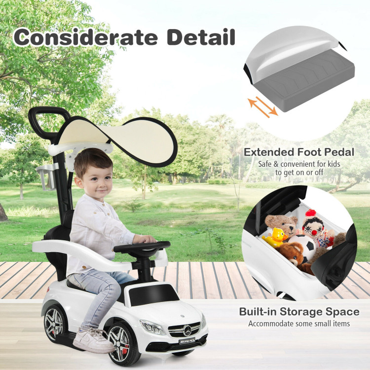 3-in-1 Mercedes Benz Ride-on Toddler Sliding Car-WhiteCostway Gallery View 9 of 12