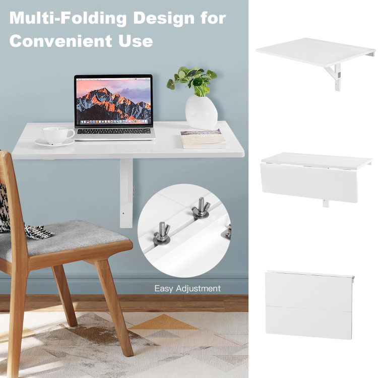 31.5 x 23.5 Inch Wall Mounted Folding Table for Small Spaces-WhiteCostway Gallery View 2 of 11