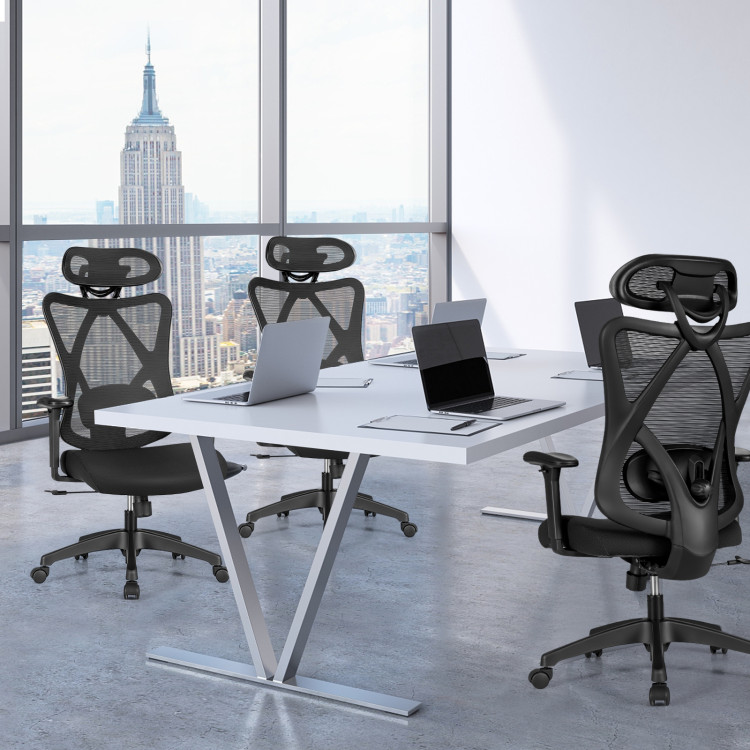 High Back Mesh Executive Chair with Adjustable Lumbar SupportCostway Gallery View 8 of 11
