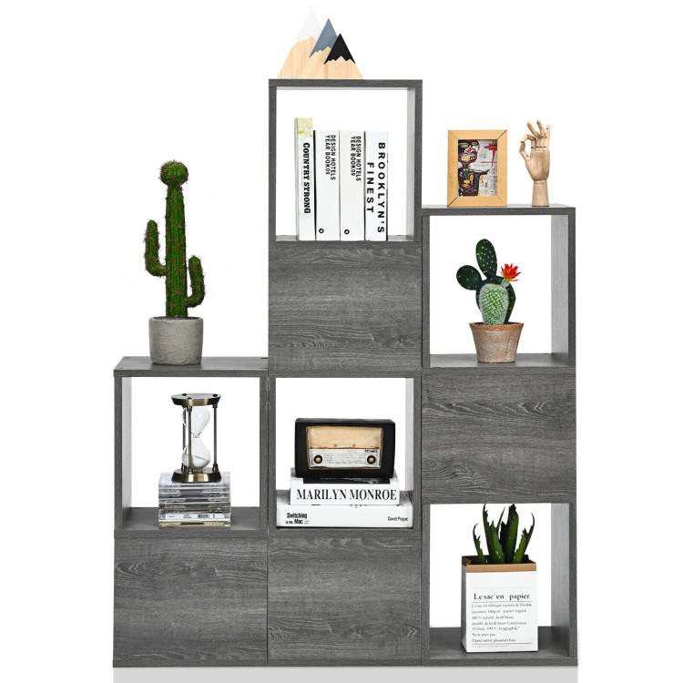 Freestanding Display Shelf for Living Room-GrayCostway Gallery View 8 of 9