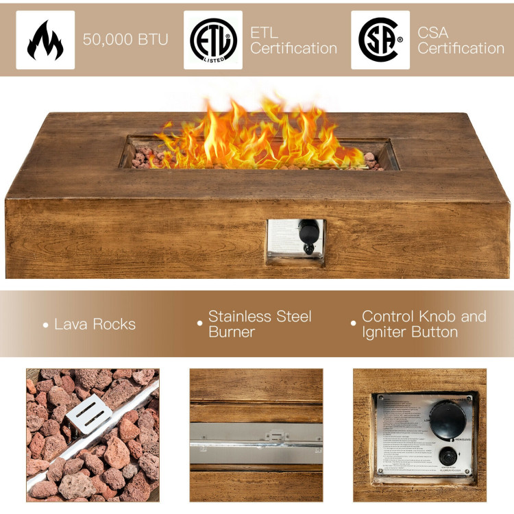 48 x 27 Inch Outdoor Gas Fire Pit Table 50,000 BTU with Lava Rocks and CoverCostway Gallery View 5 of 10
