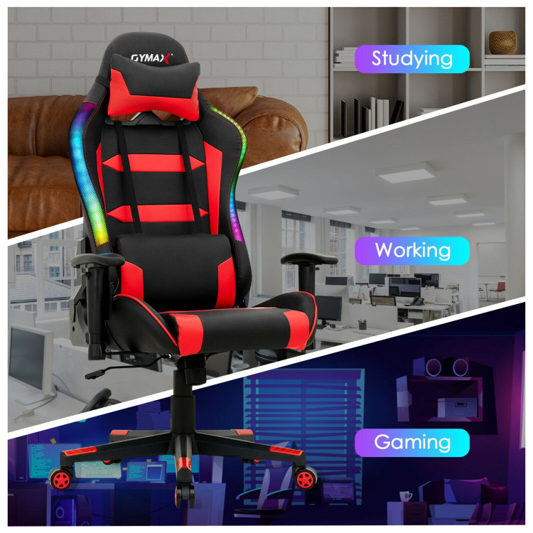 Adjustable Swivel Gaming Chair with LED Lights and Remote-RedCostway Gallery View 11 of 13