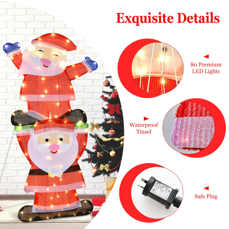 LED Double Santa Yard Christmas Decoration with String Lights and StakesCostway Gallery View 8 of 10