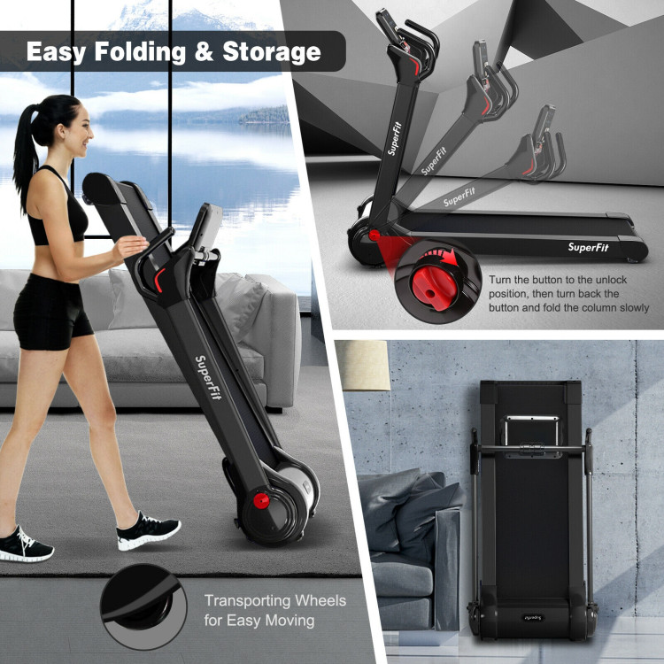 2.25 HP Electric Motorized Folding Running Treadmill Machine with LED Display-BlackCostway Gallery View 9 of 10