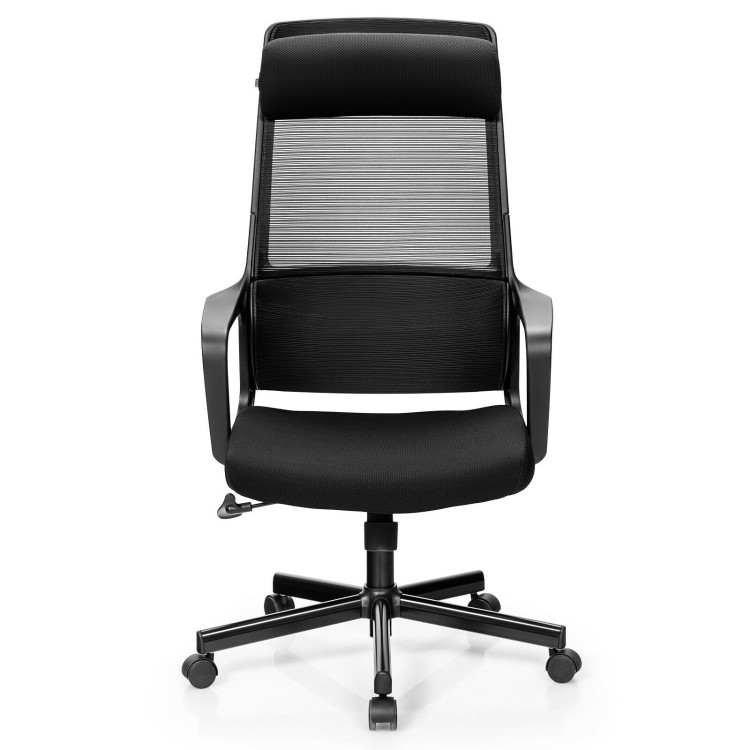 Adjustable Mesh Office Chair with Heating Support Headrest-BlackCostway Gallery View 8 of 10