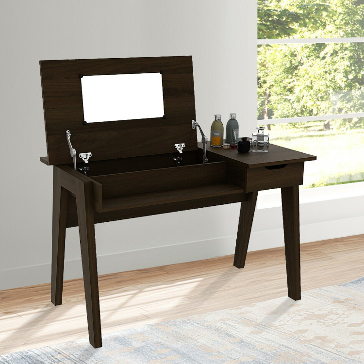 Dressing Table with Flip Mirror and Storage DrawerCostway Gallery View 7 of 10