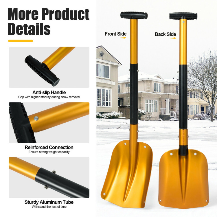Adjustable Aluminum Snow Shovel with Anti-Skid Handle and Large BladeCostway Gallery View 8 of 10