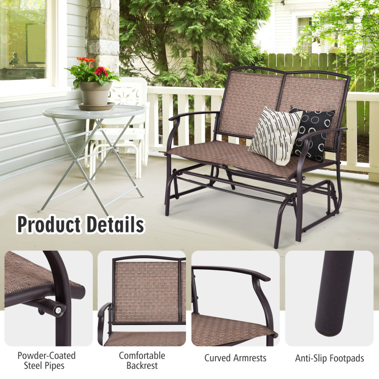 Iron Patio Rocking Chair for Outdoor Backyard and LawnCostway Gallery View 9 of 10