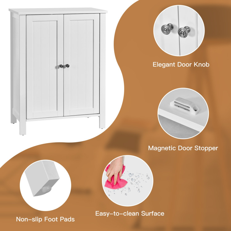 2-Door Bathroom Floor Storage Cabinet with Adjustable ShelfCostway Gallery View 5 of 10