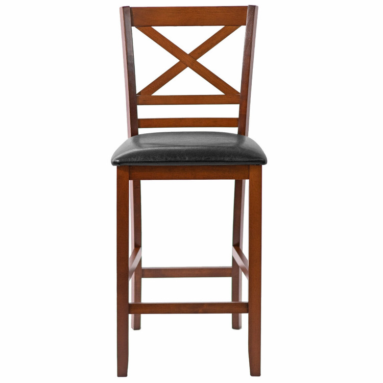 Set of 2 Bar Stools 25 Inch Counter Height Chairs with PU Leather SeatCostway Gallery View 6 of 10