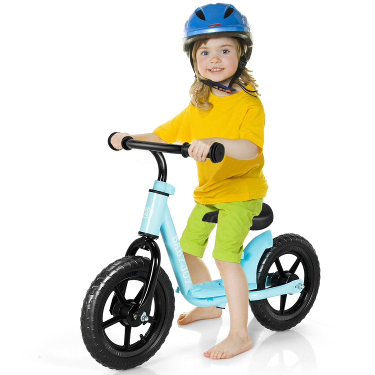 11 Inch Kids No Pedal Balance Training Bike with Footrest-BlueCostway Gallery View 7 of 10