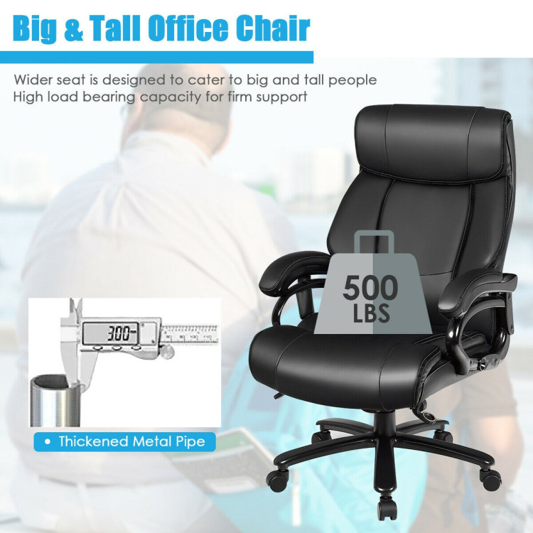 Big & Tall 400lb PU Leather Massage Office Chair-BlackCostway Gallery View 9 of 12