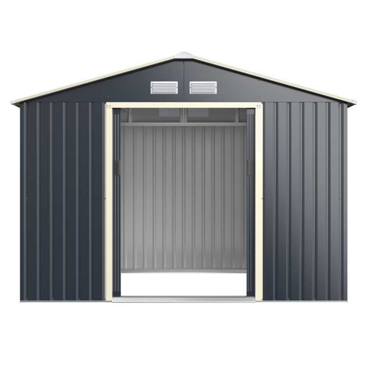 9 x 6 Feet Metal Storage Shed for Garden and Tools-GrayCostway Gallery View 10 of 13