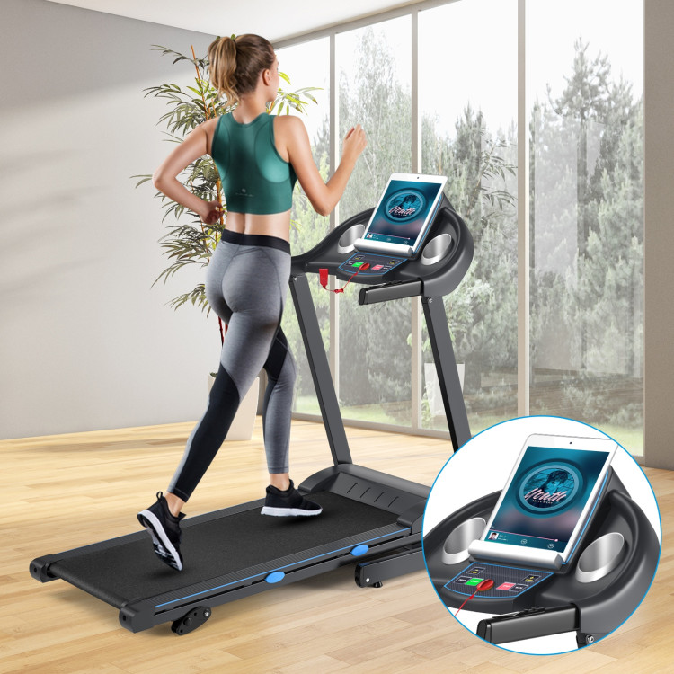 2.25 HP Folding Electric Motorized Power Treadmill with Blue Backlit LCD DisplayCostway Gallery View 2 of 10